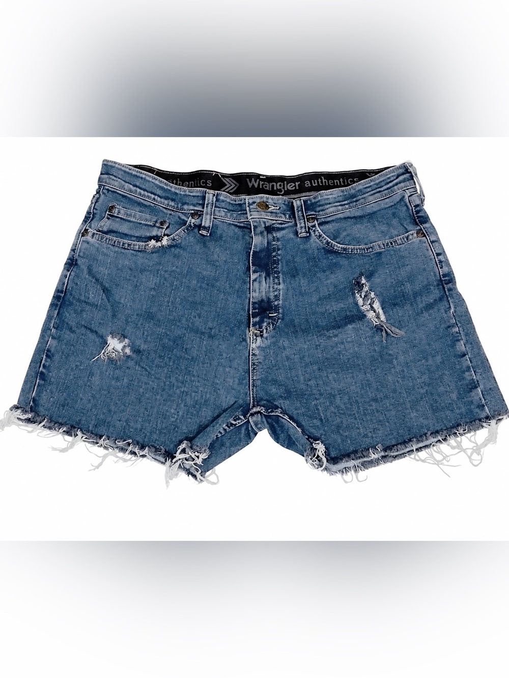 Wrangler Women’s Distressed Dark Blue Denim  Cutoff Shorts Size W 33